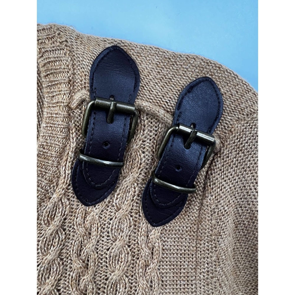 Tommy Hilfiger Women's Sweater Medium Cable Knit‎ Pullover Stretch Buckles Brown - Picture 5 of 9
